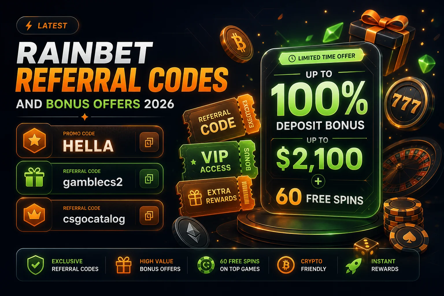 Rainbet referral codes and 2026 bonus offers