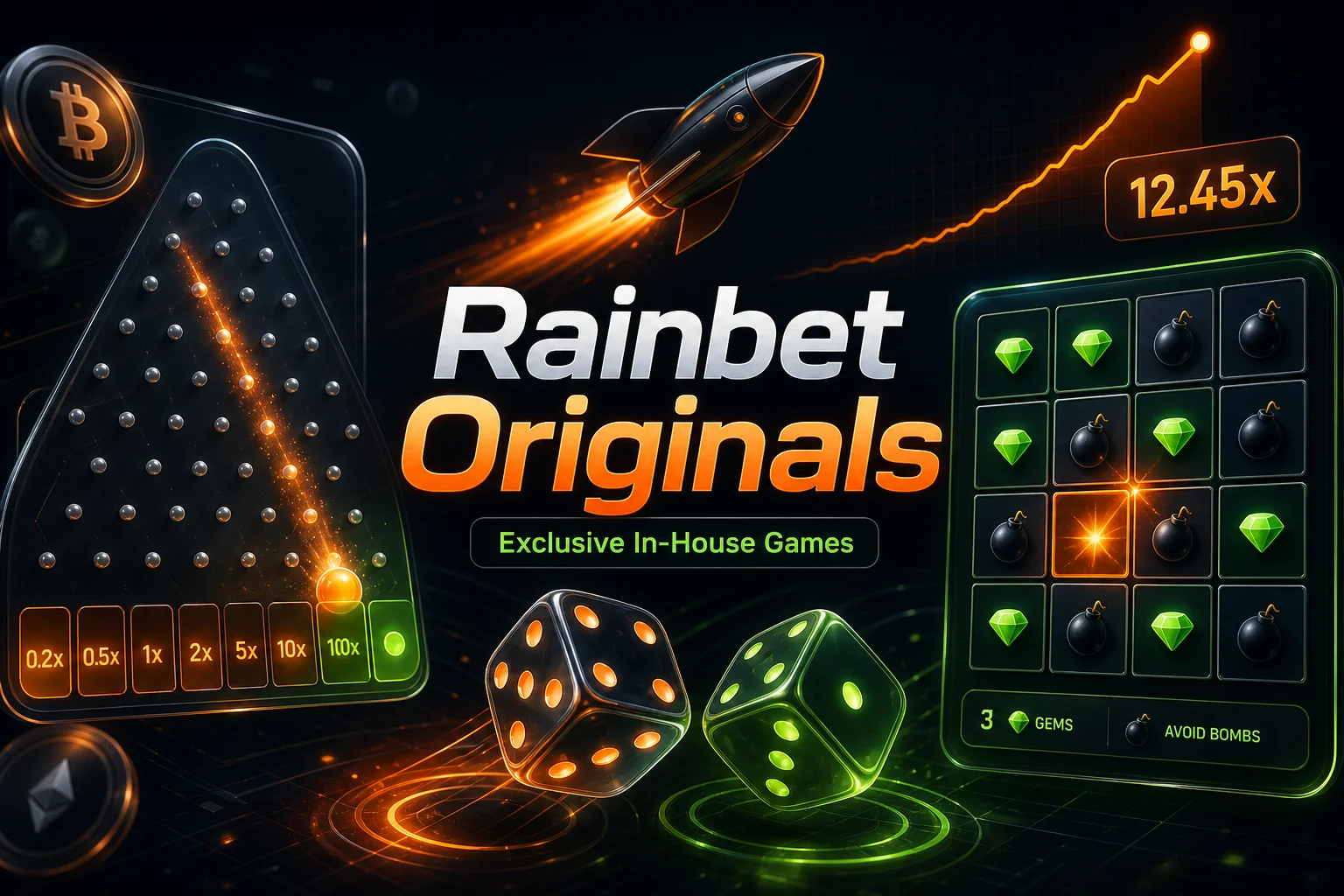Rainbet Originals including Mines and Plinko